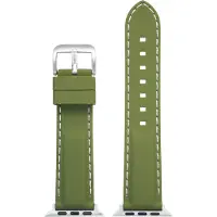 Eulit siliconen horlogeband geschikt voor Apple Watch 38/40/41 maat - Serie 1/2/3/4/5/6/7/8/9/10/11/12 + SE - silicon sport smart - 20 mm - olijf groen - edel metaal metalen gesp MAT - incl. adapter
