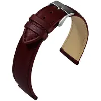 Eulit horlogeband - leer - 20 mm - bordeaux - metalen gesp