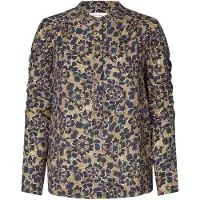 Dea Kudibal Blouse 'Visti' nachtblauw / enziaan / lichtbruin / wit