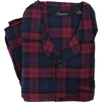Ambassador Flanel Pyjama | Bordeaux Marine Geruit - bordeaux