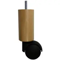 Furniture Legs Europe Meubelpoot met wiel rond Ø 5 cm en hoogte 16 cm van massief hout (M8)