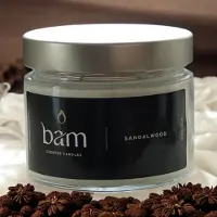 Bam Sandalwood Geurkaars – Basic Collection Medium – 50 Branduren – 210 g – Zonnebloemwas – Vegan - sandelhout