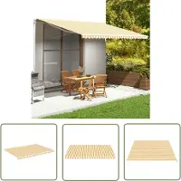 The Living Store Luifelvlak - Luifeldoek - Vervangingsdoek voor luifel 5x3,5 m geel en wit - Parasol - Zonwering - Buitendoek