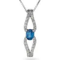 Orphelia HD-4203 - Hanger - 18 Karaat Witgoud - Diamant 0.12 ct / Saffier 0.20 ct