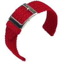 Eulit horlogeband - perlon - 20 mm - rood - metalen gesp