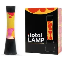 I-Total Lavalamp - Lava Lamp - Sfeerlamp - 40x11 cm - Glas/Aluminium - 30W - Geel met rood/roze Lava - Zwart - XL1759