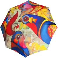 Doppler Paraplu Modern.Art Long Automatic Birdie Blauw Veelkleurig