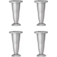 Furniture Legs Europe Meubelpoot verstelbaar zilvergrijs rond Ø 7 cm en hoogte 12,5 / 13,5 cm van kunststof - 4 stuks