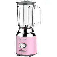 WESTINGHOUSE Retro Blender – 1,5L – Smoothie Maker & IJscrusher – 4 Snelheden – Glazen Kan – 600W – Roze