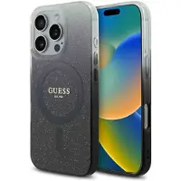 GUESS MagSafe IML Glitter Gradient Case voor de Apple iPhone 16 Pro - Zwart