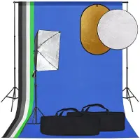vidaXL Fotostudioset met softboxlamp, achtergrond en reflector