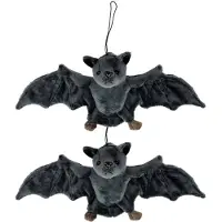Merkloos Set van 2x stuks pluche knuffel dieren Vleermuis van 36 cm - Knuffel boederijdieren