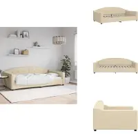 vidaXL Dagbed, crème, 100x200 cm, stof - Bedden & Bedframes