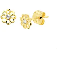 Trendjuwelier huiscollectie Oorknoppen Bloem Zirkonia Geelgoud Glanzend 5 mm x 5 mm