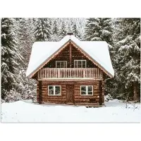 PosterMonkey Poster 40x30 cm - Huis - Bos - Winter - Natuur - Sneeuw - Posters - Kamer decoratie - Wanddecoratie woonkamer - Muurdecoratie slaapkamer