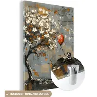 MuchoWow Glasschilderij 120x160 cm - Schilderij acrylglas - Boom - Graffiti - Banksy Style - Balloon Girl - Foto op glas - Muurdecoratie woonkamer - Wanddecoratie slaapkamer - Schilderijen