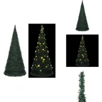 vidaXL Kunstkerstboom met verlichting, groen, 210 cm - Kerstbomen