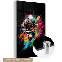 MuchoWow Glasschilderij 20x30 cm - Schilderij acrylglas - Graffiti - Sport - IJshockey - Hockey - Foto op glas - Muurdecoratie woonkamer - Wanddecoratie slaapkamer - Schilderijen