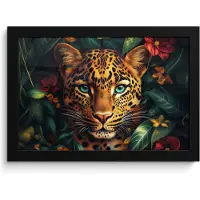 PosterMonkey Poster in lijst - Fotolijst 30x20 cm - Posters - Luipaard - Natuur - Bloemen - Bladeren - Jungle - Posterlijst zwart - Decoratie - Wanddecoratie woonkamer - Muurdecoratie slaapkamer