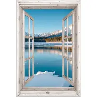 PosterMonkey Poster 40x60 cm - Landschap - Winter - Meer - Bergen - Uitzicht - Doorkijk - Licht - Posters - Kamer decoratie - Wanddecoratie woonkamer - Muurdecoratie slaapkamer