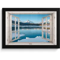 PosterMonkey Poster in lijst - Fotolijst 30x20 cm - Posters - Landschap - Winter - Meer - Bergen - Uitzicht - Doorkijk - Licht - Posterlijst zwart - Decoratie - Wanddecoratie woonkamer - Muurdecoratie slaapkamer