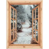 PosterMonkey Poster 60x80 cm - Bos - Winter - Bomen - Natuur - Pad - Doorkijk - Posters - Kamer decoratie - Wanddecoratie woonkamer - Muurdecoratie slaapkamer