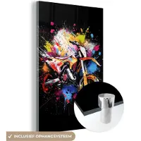 MuchoWow Glasschilderij 80x120 cm - Schilderij acrylglas - Graffiti - Sport - Motor - Motorcross - Foto op glas - Muurdecoratie woonkamer - Wanddecoratie slaapkamer - Schilderijen