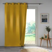 Wicotex - Gordijnen - Kant en klaar - Met ringen - Verduisterend - Obscure 140x260cm Geel 2stuks