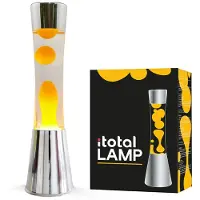 Itotal - Lava Lamp with Silver Base, See-through Liquid and Orange Wax - Orange - 40 cm (XL1771)