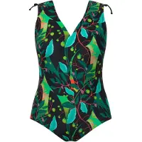 Ulla Popken Badpak turquoise / groen / bloedrood / zwart