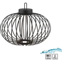 JUST LIGHT . Akuba LED tafellamp zwart 37 cm bamboe Akuba, dimbaar, zwart, Woon-/ Eetkamer, Bamboe, Modern