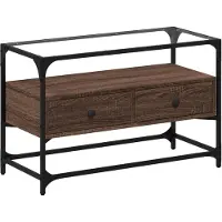 vidaXL Tv-meubel met glazen blad 80x35x51 cm hout bruin eikenkleurig
