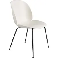 Gubi Beetle stoel alabaster white, zwart stalen onderstel