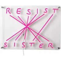 Seletti LED decoratie-wandlamp Resist-Sister, fuchsia dimbaar, paars / roze / rose, Woon-/ Eetkamer, Kunststof, Design