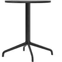 Audo Copenhagen - Harbour Column Dining Table 4-star - Black/Black Oak - Ø60 cm - Eettafels - Norm Architects - Zwart - MDF/Metaal/Hout