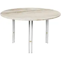 Gubi IOI salontafel Rippled beige-chroom frame ø70 cm