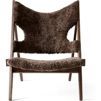 Audo Copenhagen Knitting Loungestoel Donker Gebeitst Eikenhout / Shapenvacht Drake 20 - Fauteuils Schapenvacht Brown - 71058-002419