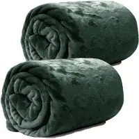 Unique living Enzo Fleece dekens/plaids 2 stuks 130 x 180 cm - dennengroen - Plaids