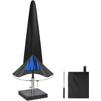VOLCAN Parasolhoes voor Staande Parasol - Waterdicht - Oxford 420D - Met Rits, Trekkoord, Stok en Opberghoes - Zwart