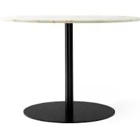 Audo Copenhagen Harbour Column eettafel marble offwhite, ø105 cm, zwart onderstel