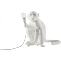 Seletti LED decoratie-tafellamp Monkey Lamp, wit, zittend Lamp, wit / opaal, Woon-/ Eetkamer, Kunststof, Design, tafellamp
