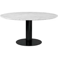 Gubi 2.0 eettafel marble white, ø150, zwart onderstel