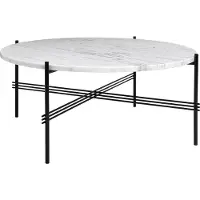 Gubi Ts Salontafel 80 Cm Zwart / Wit Carrara Marmer - Salontafels Carrara-marmer White - 10017167