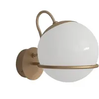 Astep Model 237/1 Model 238/1 Wandlamp 1 Opaline Sphere (14cm Diameter), Champagne Mount with Switch
