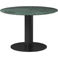 Gubi 2.0 eettafel marble green, ø110, zwart onderstel