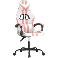 vidaXL Gaming stoel, draaibaar, wit en roze, kunstleer