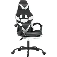 vidaXL Gamestoel draaibaar met voetensteun kunstleer zwart en wit