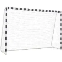 vidaXL Voetbaldoel 300x200x90 cm metaal zwart en wit