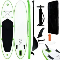 vidaXL Opblaasbaar SUP-board set, groen en wit