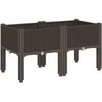 vidaXL Plantenbak met poten 80x40x42 cm polypropeen bruin